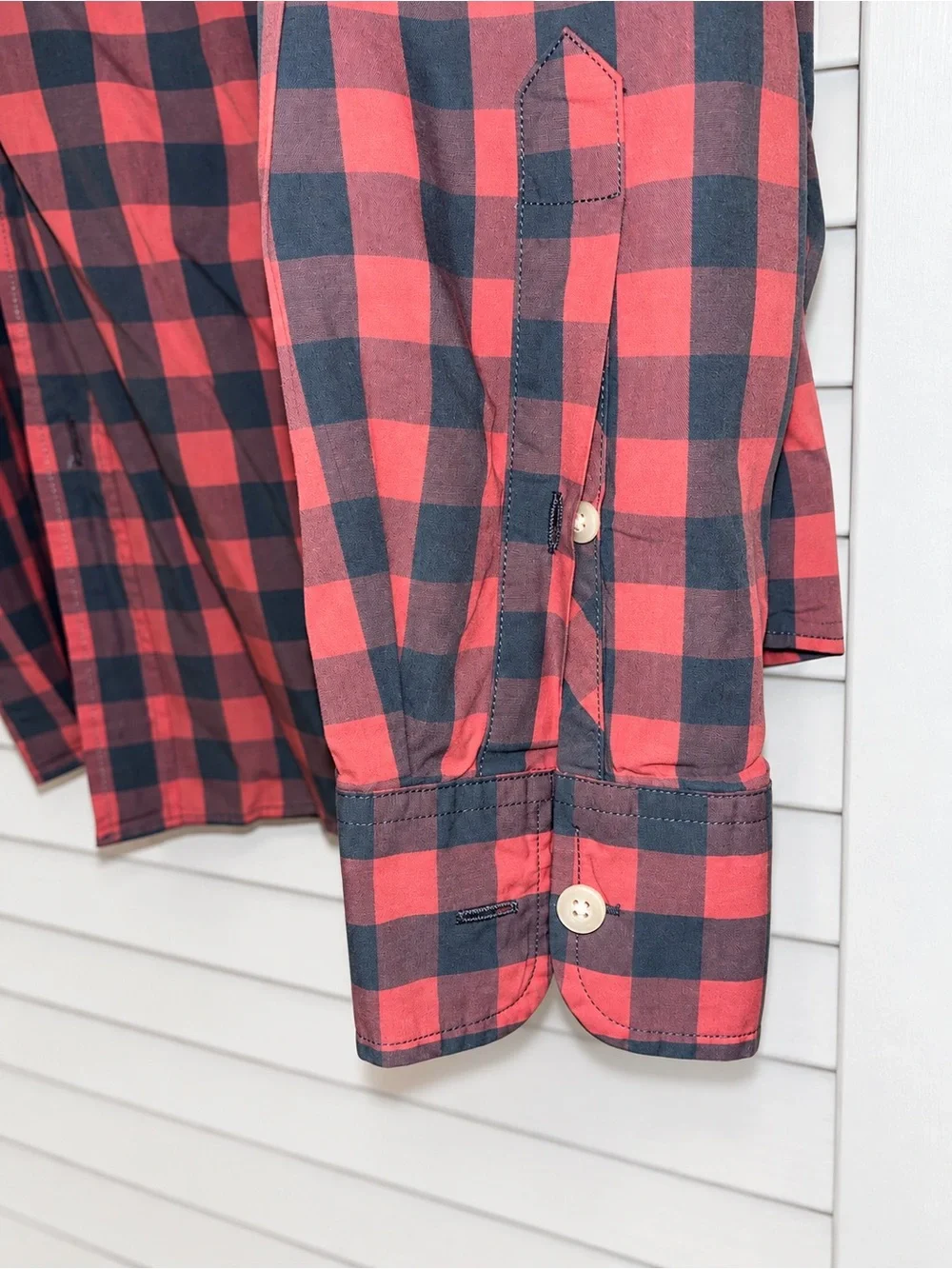 J. Crew Slim Red and Dusty Blue Plaid Button-Down Shirt Button Down Collar